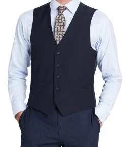 Bevagna Collection - Wool Suit Dress Vest 5 Buttons Regular Fit In Navy