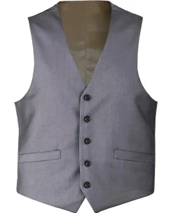 Bevagna Collection - Wool Suit Dress Vest 5 Buttons Regular Fit In Gray