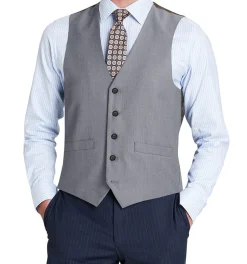Bevagna Collection - Wool Suit Dress Vest 5 Buttons Regular Fit In Light Gray