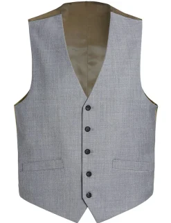 Bevagna Collection - Wool Suit Dress Vest 5 Buttons Regular Fit In Light Gray