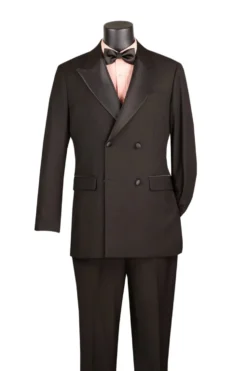 Black 2 Piece Modern Fit Double Breasted Satin Lapel Tuxedo