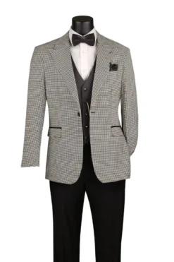 Black Houndstooth 3 Piece Modern Fit Tuxedo