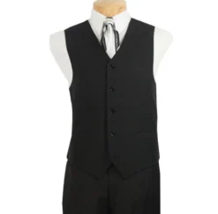 Black Men's Regular Fit Vest 5 Buttons