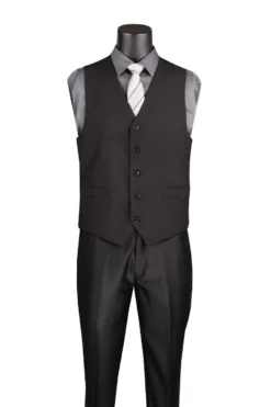 Black Men's Regular Fit Vest 5 Buttons