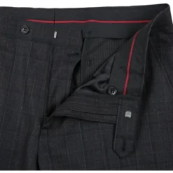Black Regular Fit Wool Blend Windowpane 2 Piece Suit