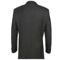 Black Regular Fit Wool Blend Windowpane 2 Piece Suit