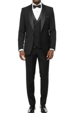 Black Slim Fit 3-Piece Shawl Lapel Tuxedo