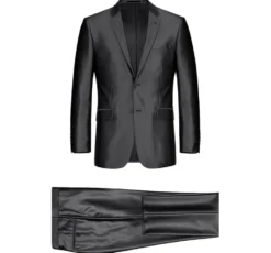 Black Slim Fit Sharkskin Italian Styled 2 Piece Suit