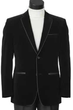 Black Slim Fit Velvet Sport Coat Single Breasted 2 buttons
