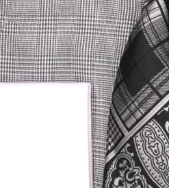 Black Windowpane Dress Shirt Set with Tie and Handkerchief