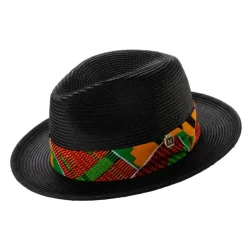 Black Braided Fedora Geometric Pattern Band