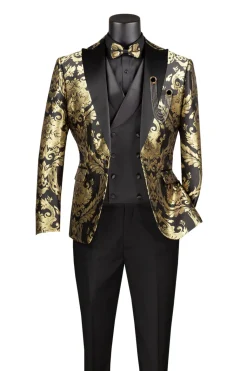 Black Gold Modern Fit 3 Piece Suit