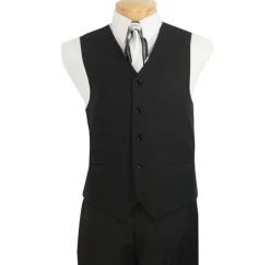 Black Men's Regular Fit Vest 5 Buttons