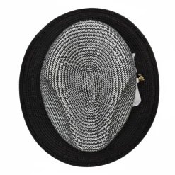 Black Men's Two-Tone Braided Pinch Fedora with Grosgrain Ribbon