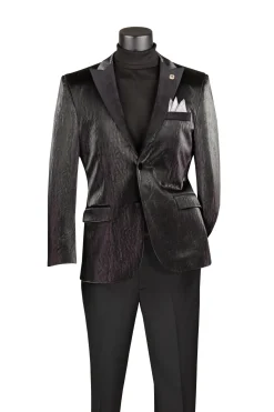 Black Modern Fit Faux Leather Blazer