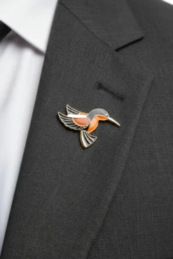 Black/Orange Hummingbird Lapel Pin