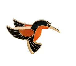 Black/Orange Hummingbird Lapel Pin