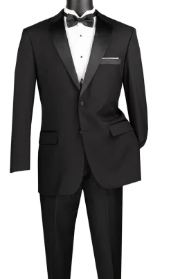 Black 2 Piece Regular Fit Satin Lapel Tuxedo