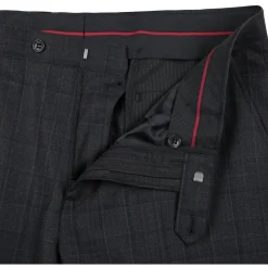 Black Regular Fit Wool Blend Windowpane 2 Piece Suit