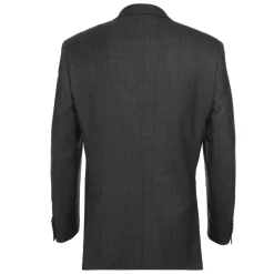Black Regular Fit Wool Blend Windowpane 2 Piece Suit
