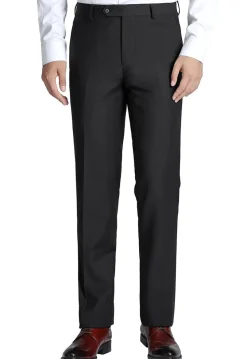 Black Slim Fit Dress Pants Flat Front Pre-hemmed