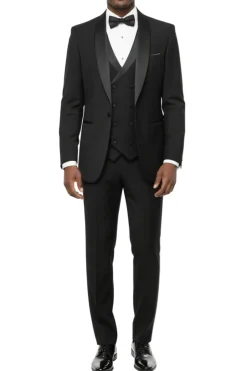 Black Slim Fit 3-Piece Shawl Lapel Tuxedo