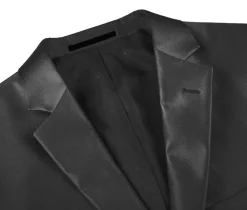 Black Slim Fit Sharkskin Italian Styled 2 Piece Suit