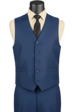 Blue Slim Fit Vest Single Breasted 5 Button Design