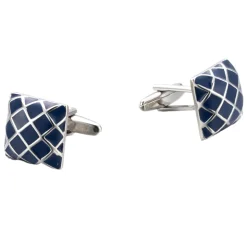 Blue Criss-Cross Pattern Cufflinks