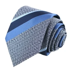 Blue Diagonal Stripe Textured Tie
