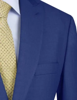 Blue Modern Fit 2 Piece Suit Textured Solid with Peak Lapel