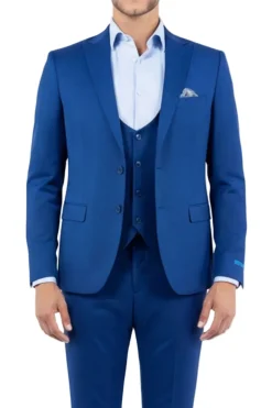 Blue 3 Piece Hybrid Fit Peak Lapel Suit