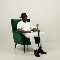 Brooklyn Collection - Wool Felt Crushable Fedora with Feather Accent in Black