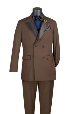 Brown 2 Piece Modern Fit Double Breasted Satin Lapel Tuxedo