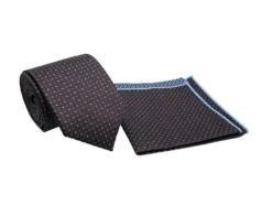 Brown Geometric Design Men's Tie and Pocket Square Set