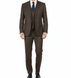Brown Glen Plaid 3 Piece Regular Fit Suit