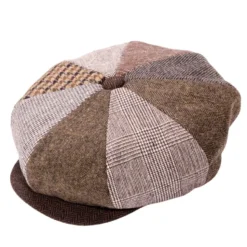 Brown Patchwork Newsboy Cap