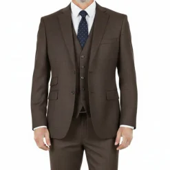 Brown Glen Plaid 3 Piece Regular Fit Suit