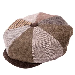 Brown Patchwork Newsboy Cap