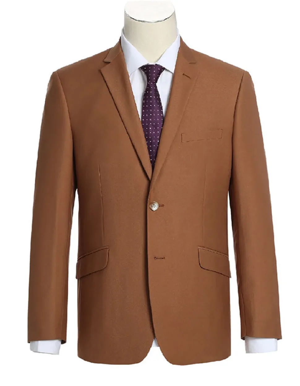 Brown 2-Piece Single Breasted Notch Lapel Slim Fit Dress Suit