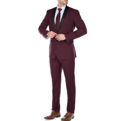 Burgundy 2 Piece Tuxedo Shawl Lapel Slim Fit