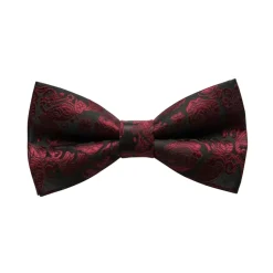 Burgundy Floral Jacquard Pattern Bow Tie
