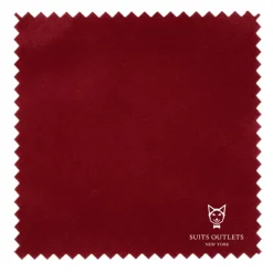 Burgundy Slim Fit Double Breasted Velvet Jacket