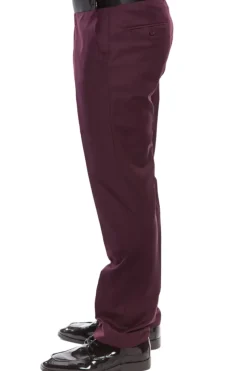 Burgundy Slim Fit 2 Piece Tuxedo With Satin Peak Lapel