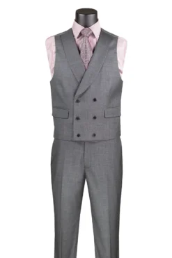 Charcoal Modern Fit 3 Piece Suit with Vest and Adjustable Waistband Pants