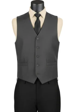 Charcoal Slim Fit Vest Single Breasted 5 Button Design