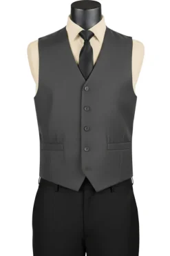 Charcoal Slim Fit Vest Single Breasted 5 Button Design