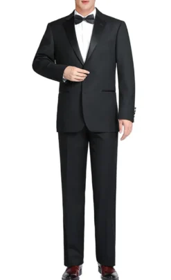 Classic Black Regular Fit 100% Wool Tuxedo Suit