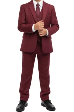 Classic Boy Suit 5 Piece Set Burgundy