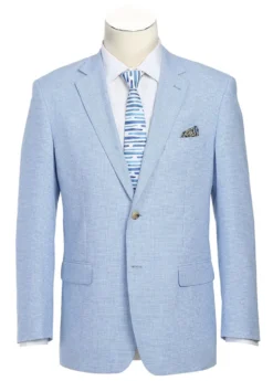 Classic Regular Fit Blazer Summer Light Blue Linen/Cotton Sport Coat